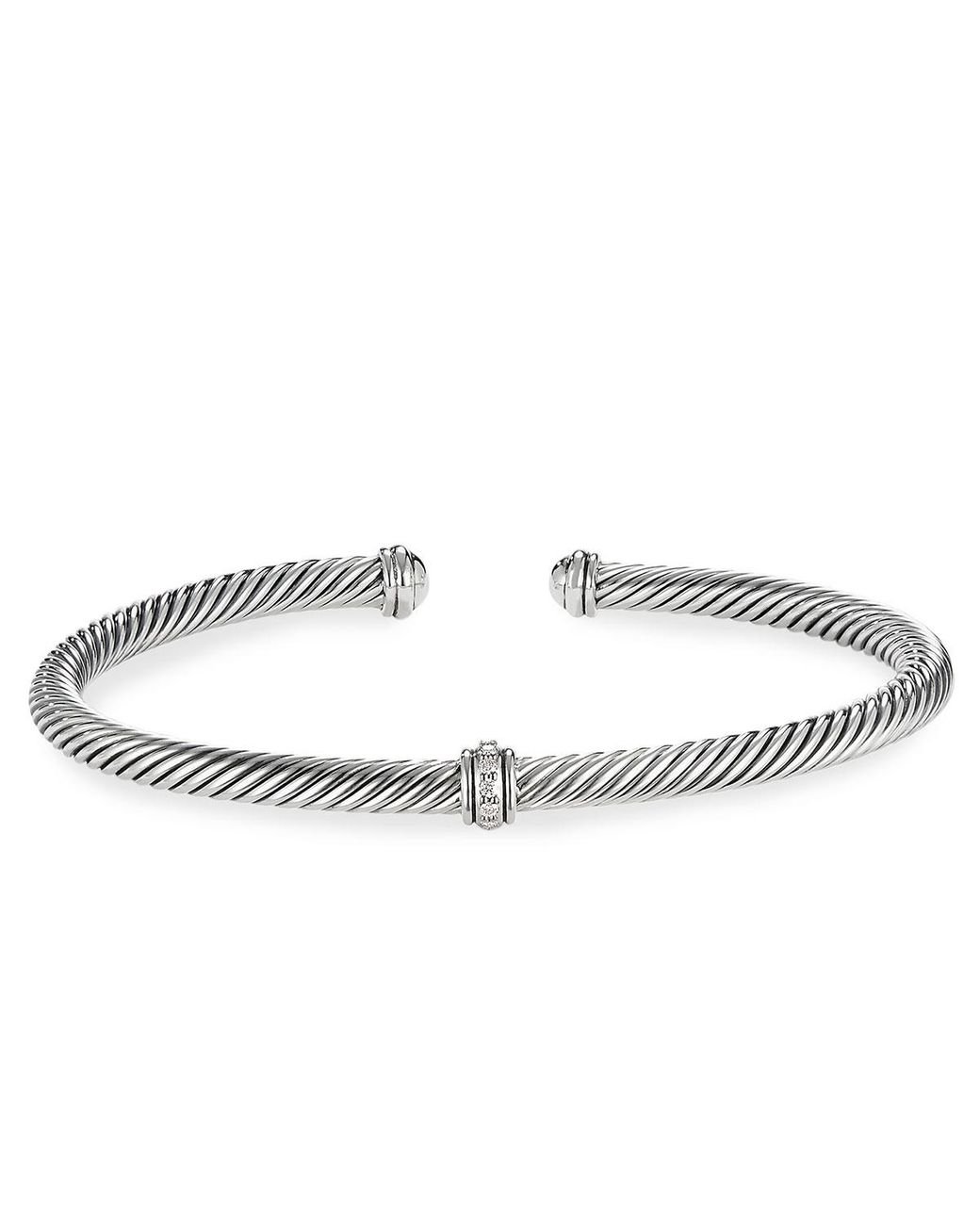 Platinum Sterling Silver White Sapphire 4MM Wide Tennis Bracelet Triple Lock New