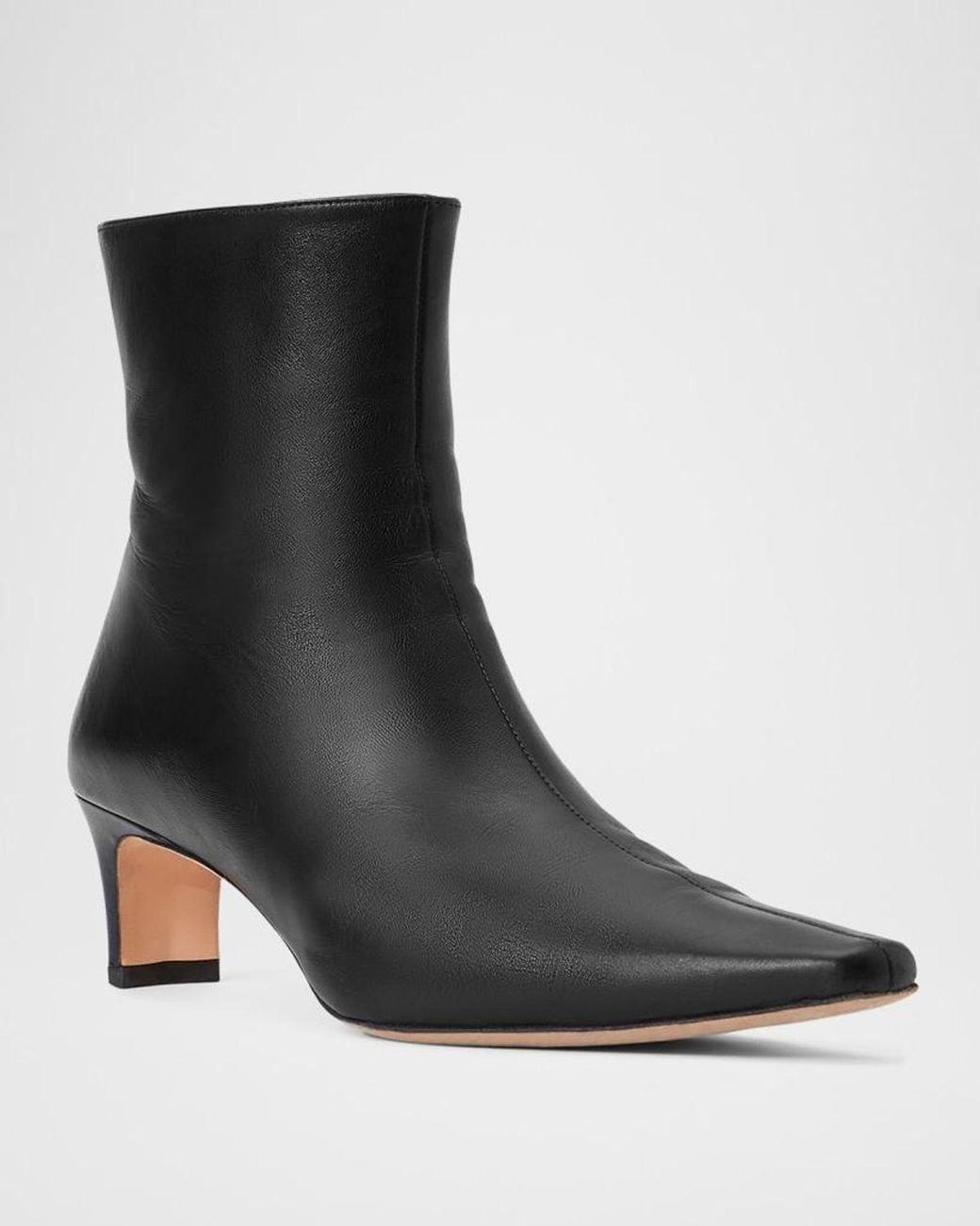 Staud Black Wally Leather Square-Toe Ankle Booties