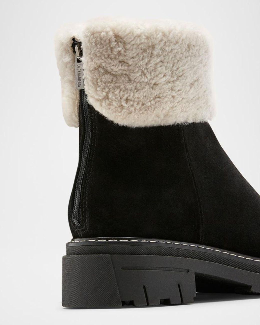 La Canadienne Black Dwayne Shearling-Lined Suede Booties