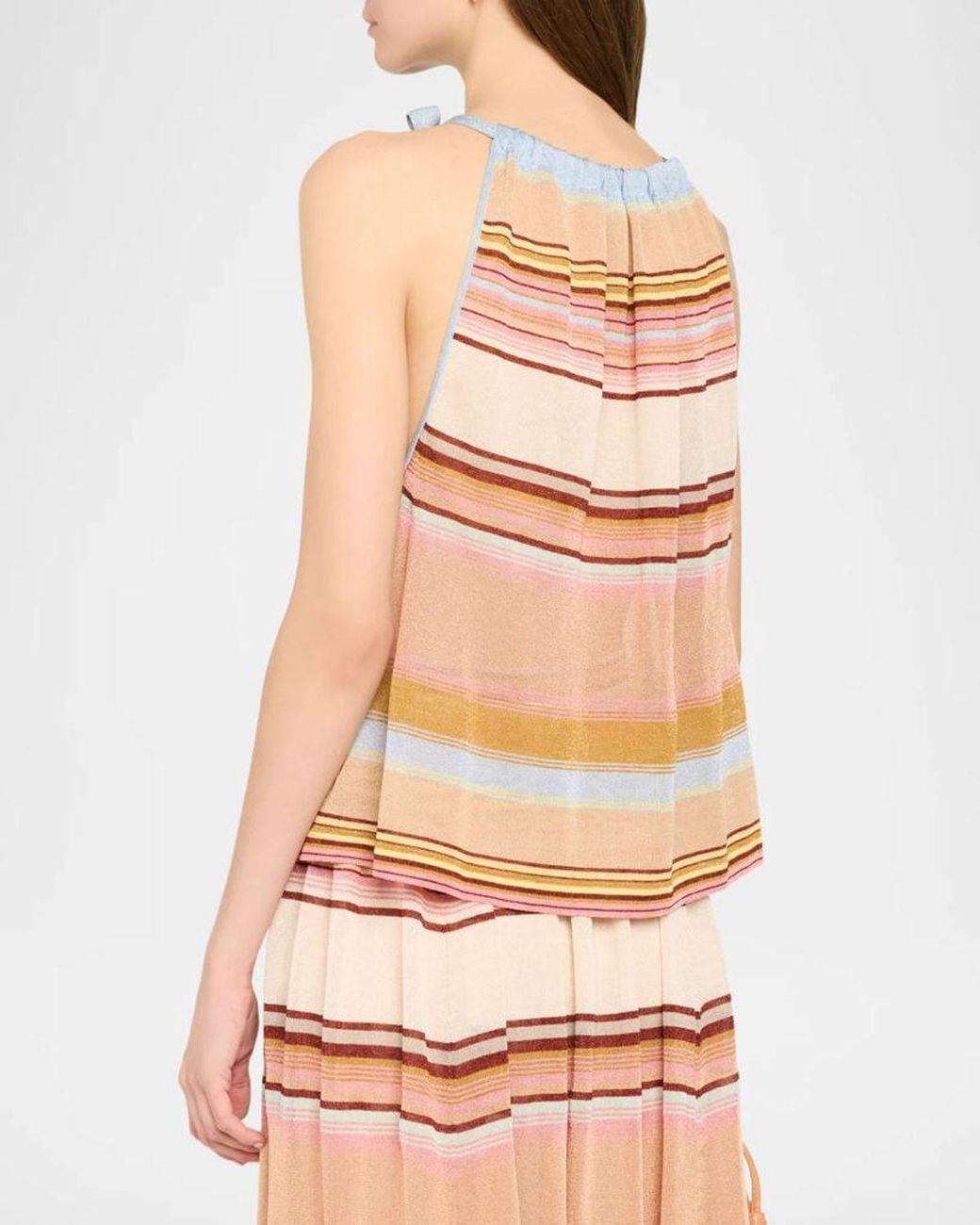 Zimmermann Fairlight Stripe Tie-Neck Top | Lyst