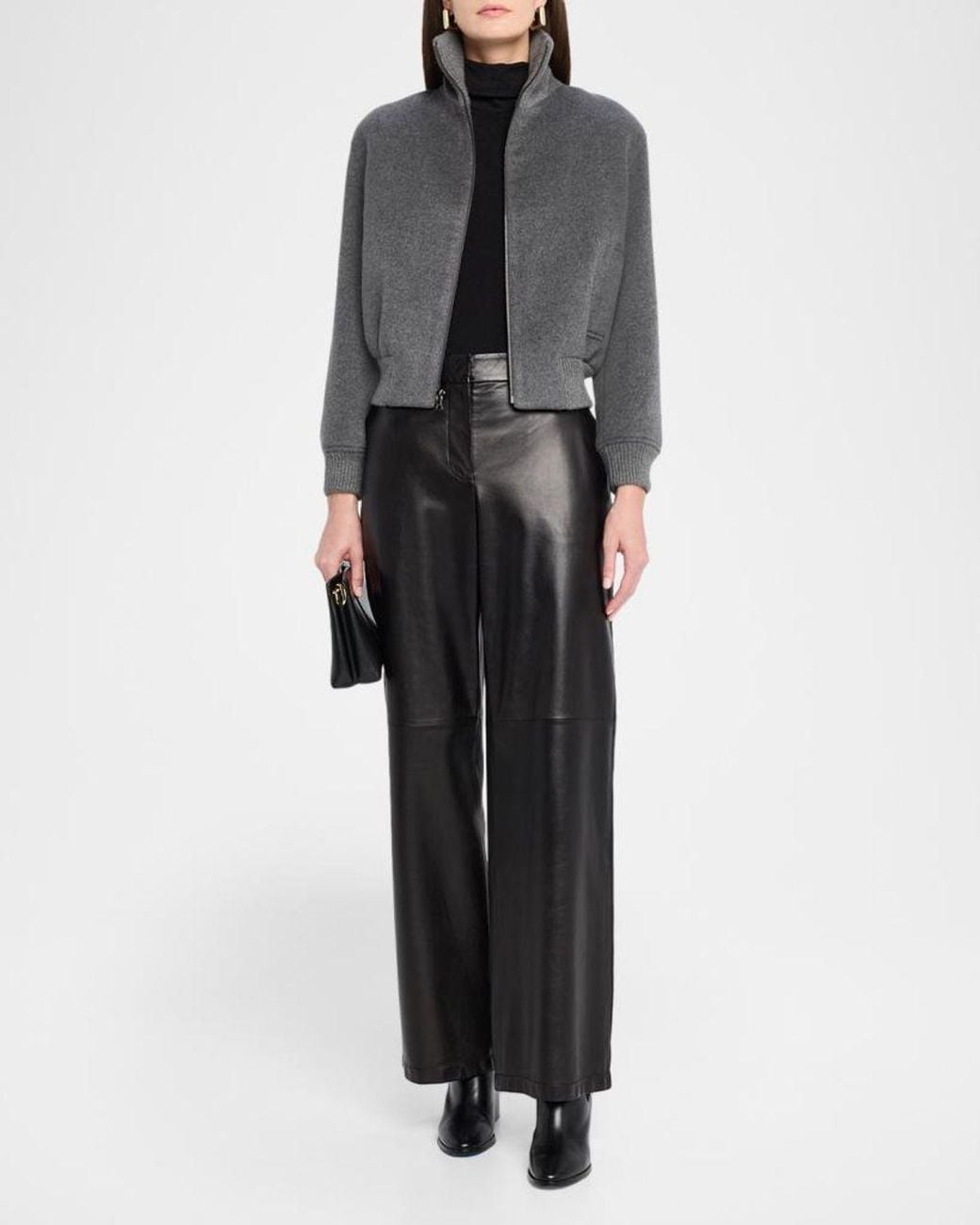 TSE Gray Double-Faced Cashmere Bomber Jacket