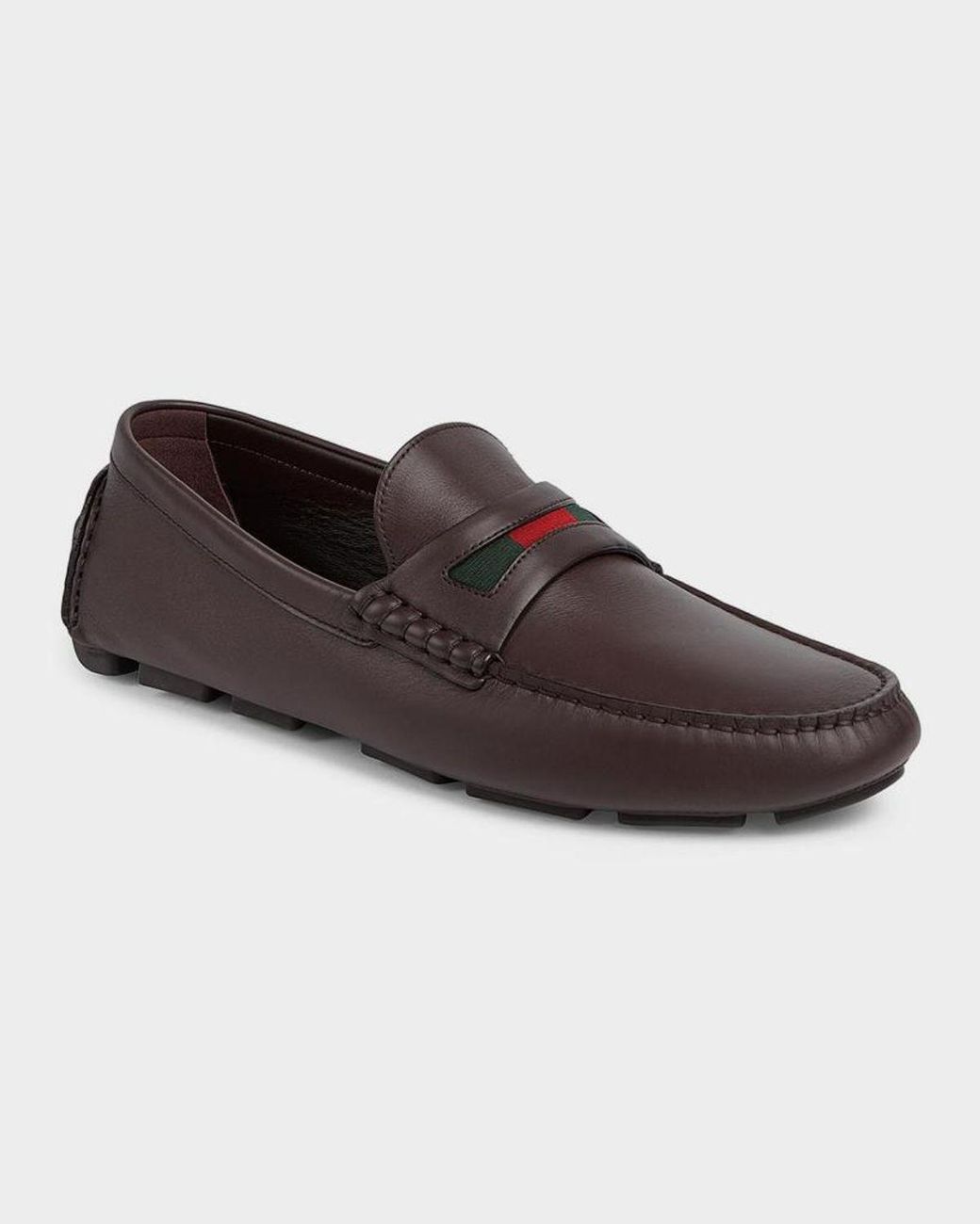 Gucci Brown Apos;S Leather Moc-Toe Drivers for men