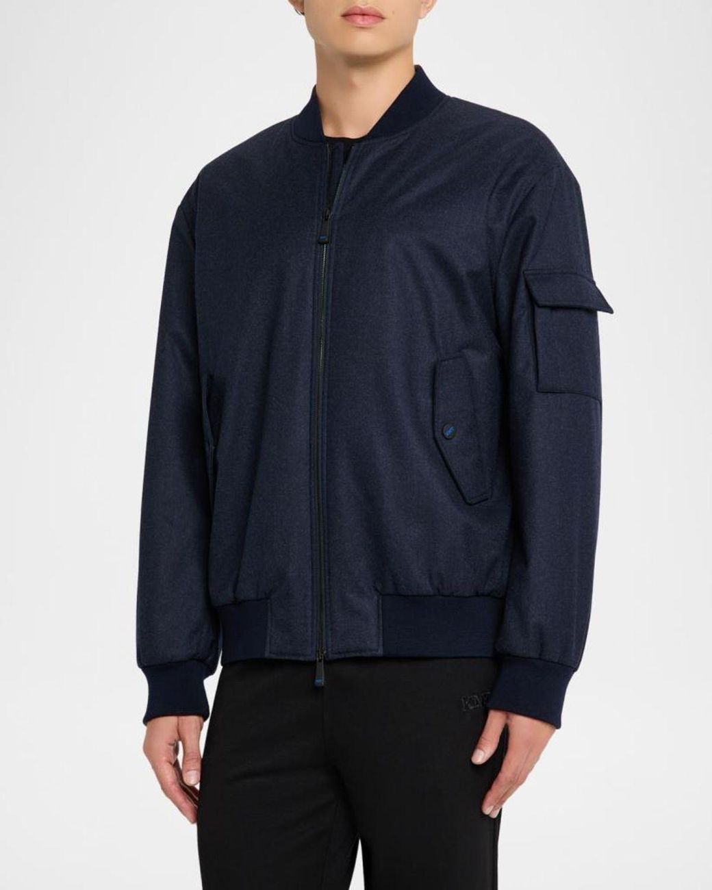 Kiton Blue Apos;S Zip-Front Bomber Jacket for men
