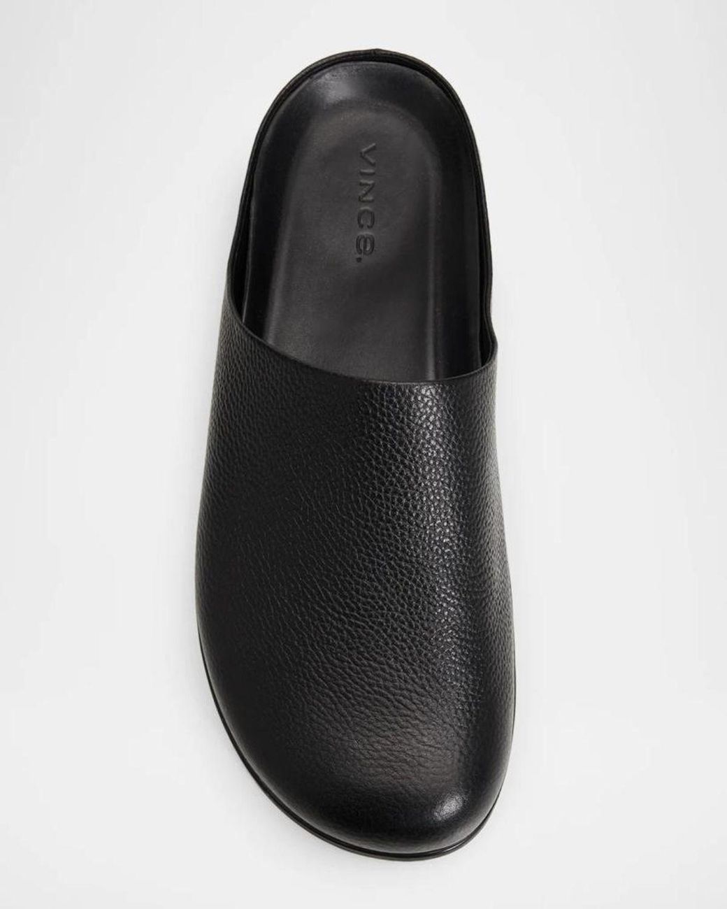 Vince Black Leo Grained Leather Clogs for men