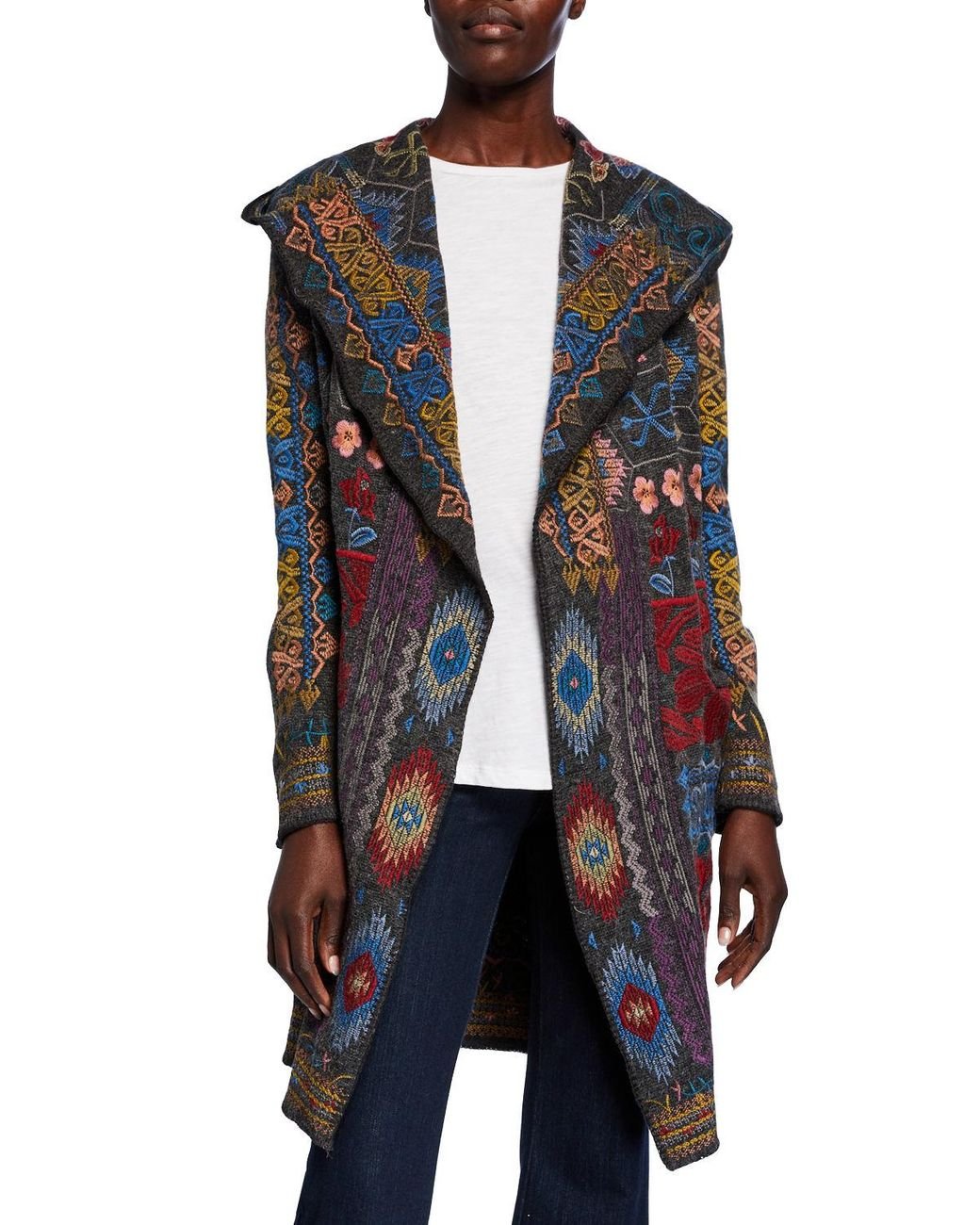 Johnny Was Akumal Hooded Knit Duster Lyst