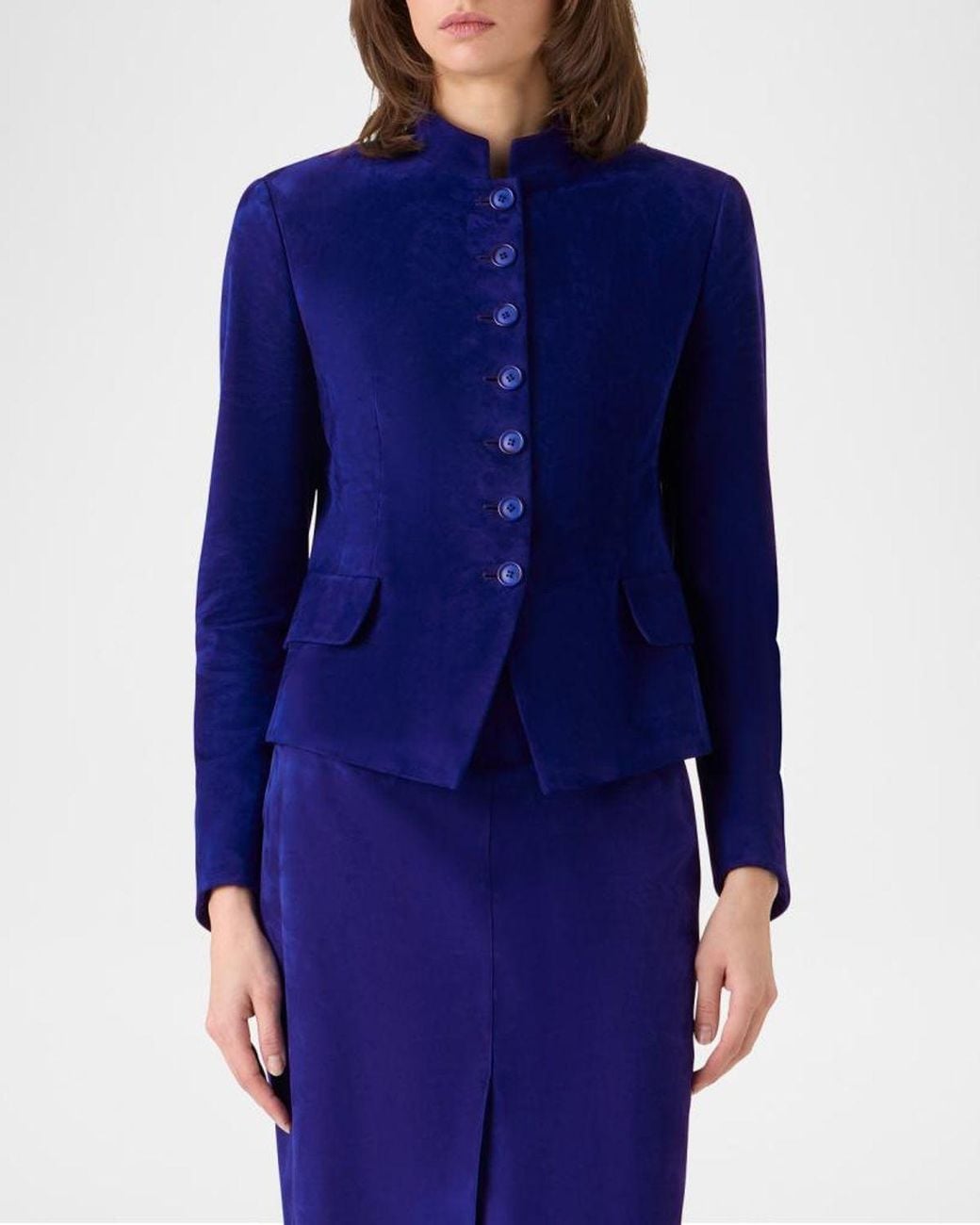 Akris Blue Deva Suede Short Jacket