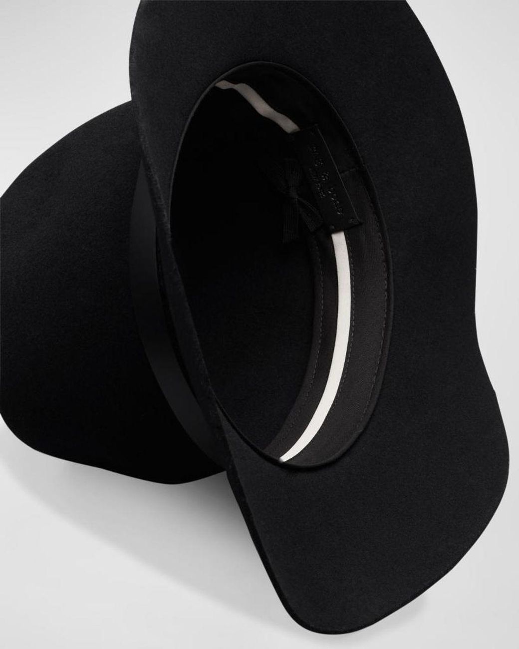 Rag & Bone Black Wool Fedora With Leather Band