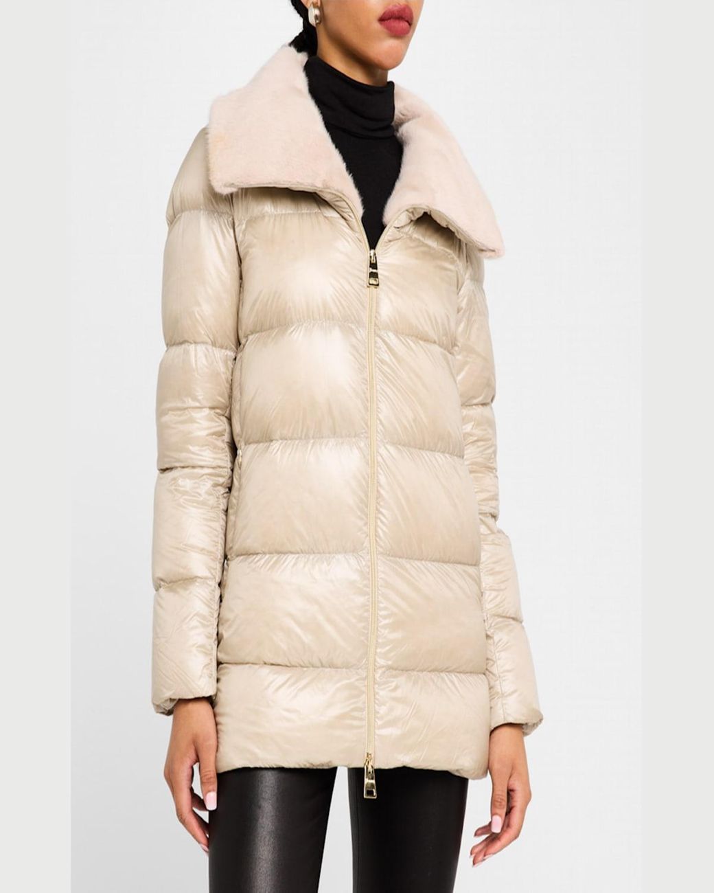 Herno A-Shape Ultralight Down Jacket With New Lady Faux-Fur Herno A-Shape Ultralight Down Jacket With New Lady Faux-Fur