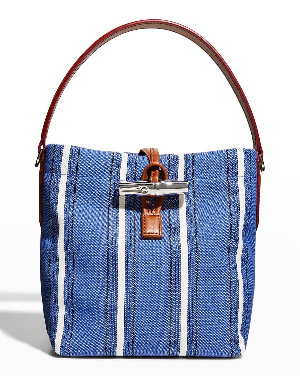 Longchamp Roseau Essential Striped Bucket Bag in Blue | Lyst