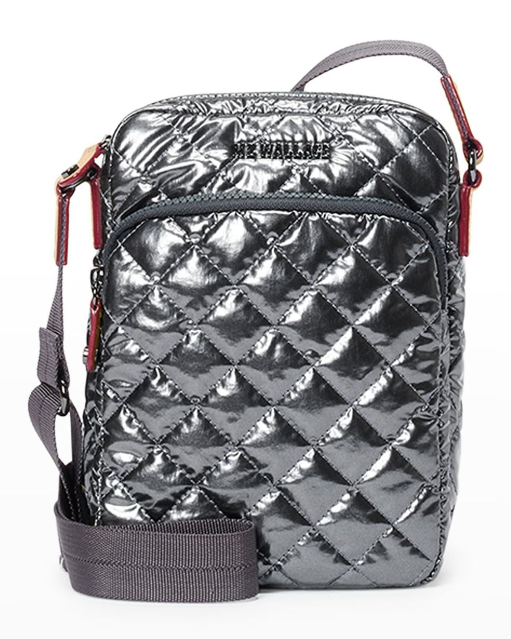 MZ Wallace Metro Metallic Quilted Crossbody Bag in Gray Lyst