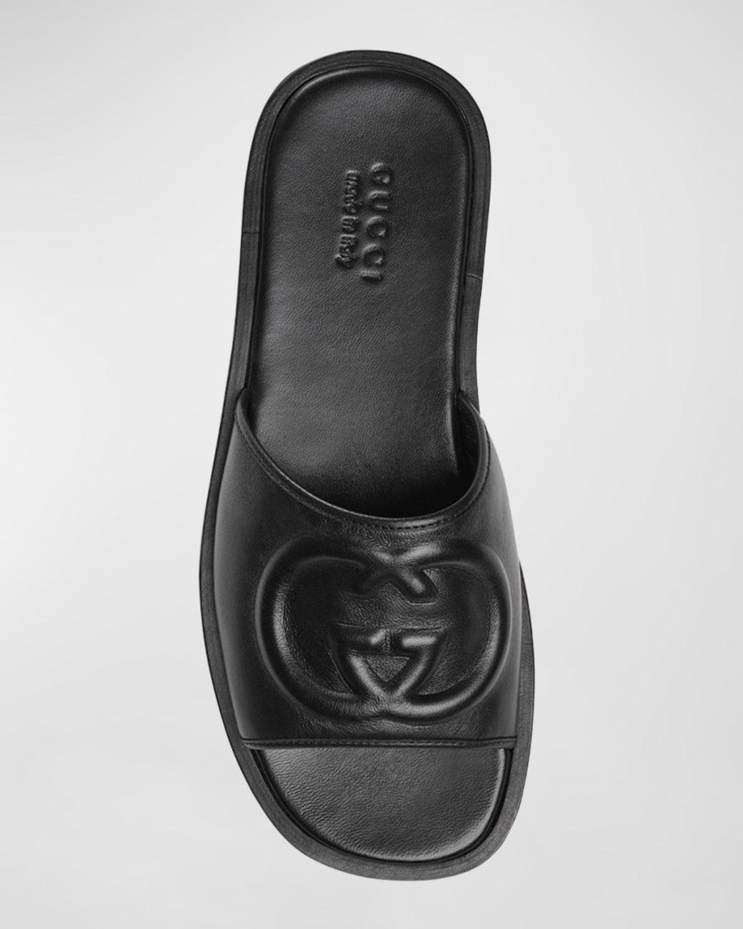 Preloved Gucci Men’s Black Embossed Slide Sandals Preloved Gucci Black Microguccisima New Pursuit Slide  main image 4
