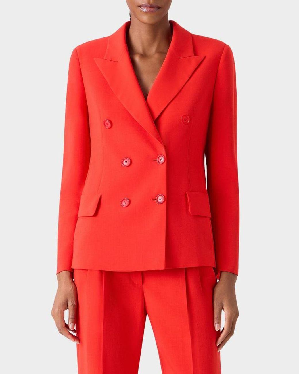 Akris Red Azalea Wool Double-Breasted Blazer