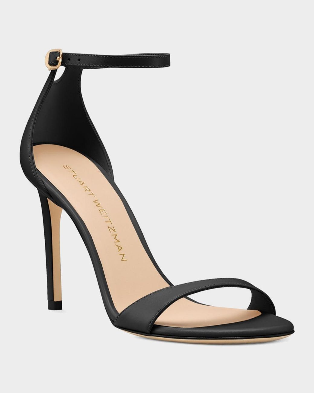 Stuart Weitzman Black 100Mm Nudist Ii Leather Ankle-Strap Sandals