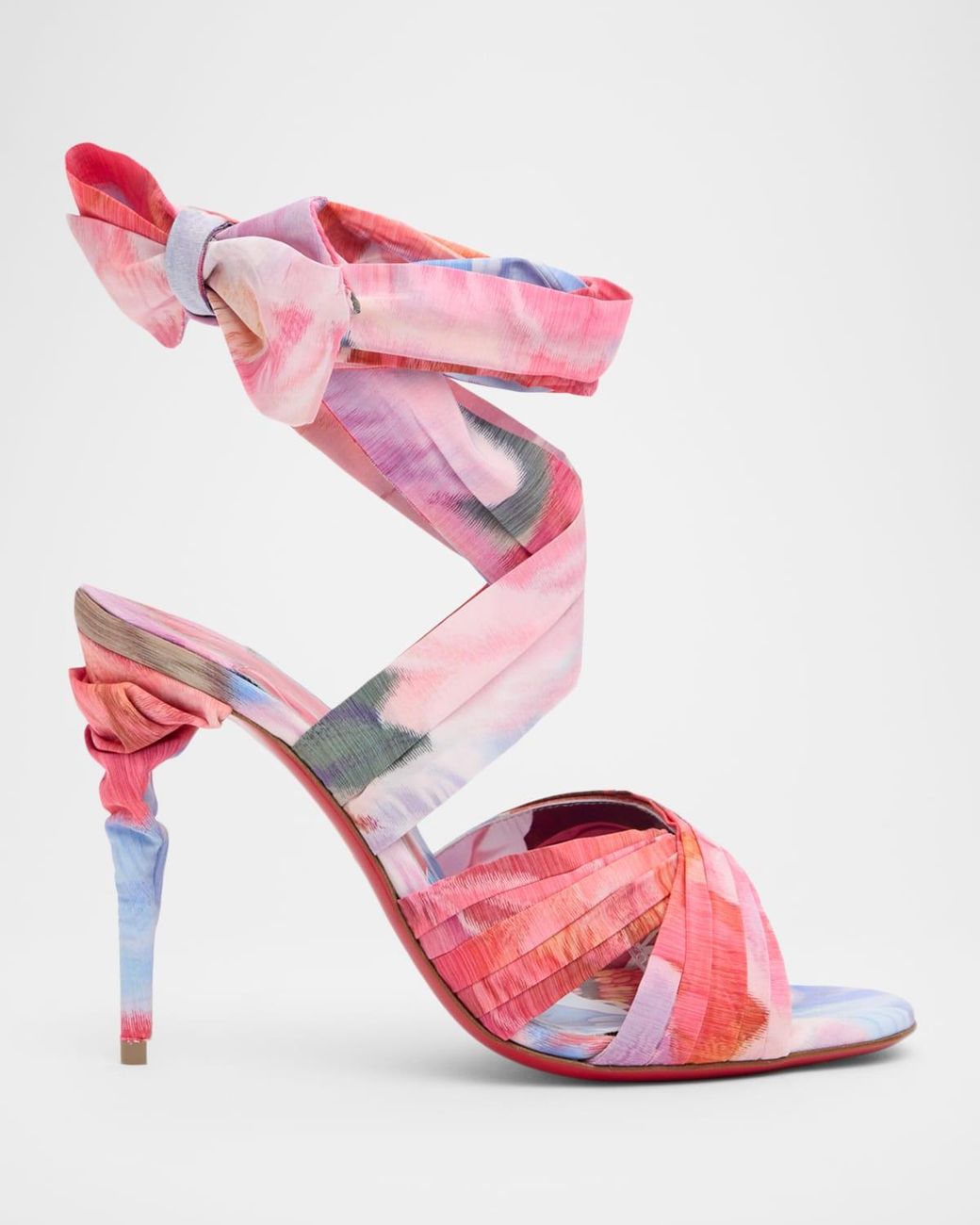 Christian Louboutin 100Mm Affabula Floral Lace-Up Sandals in Pink