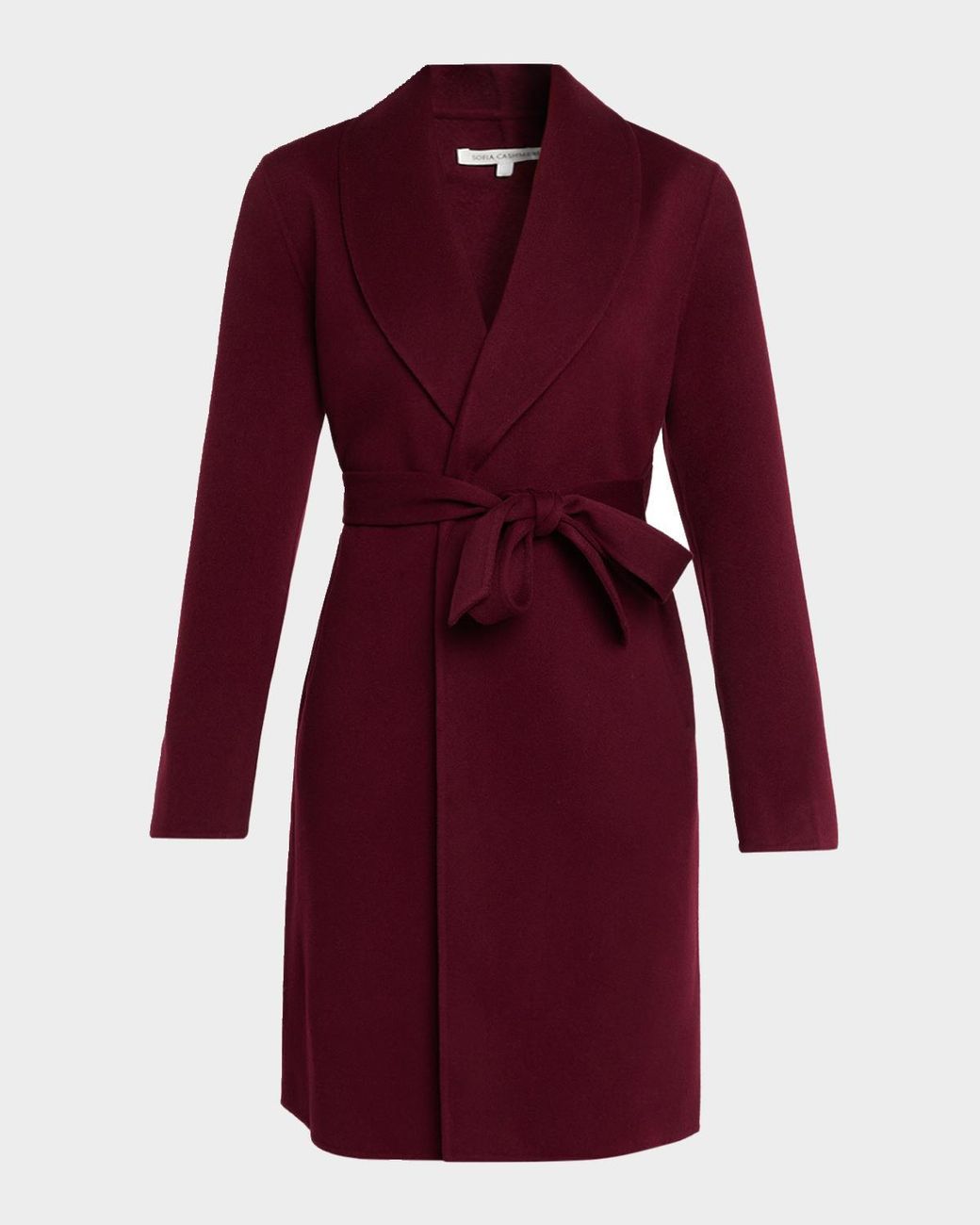 Sofiacashmere Red Double-Face Belted Wrap Coat
