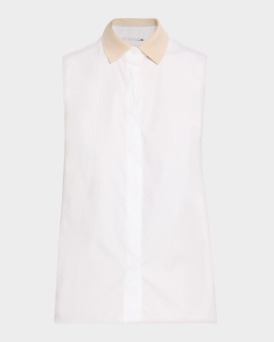 Peserico Sleeveless Knit-Collar Shirt in White | Lyst