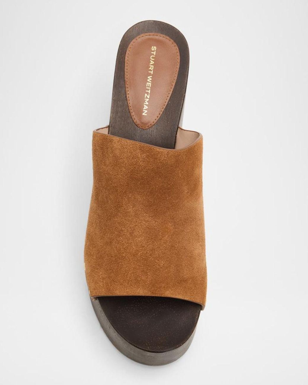 Stuart Weitzman Brown 100Mm Kate Suede Platform Clogs