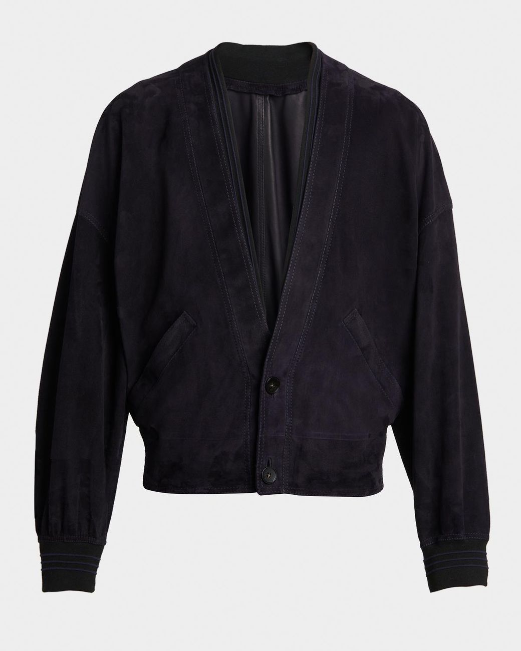 Versace Blue Apos;S V-Neck Leather Blouson for men