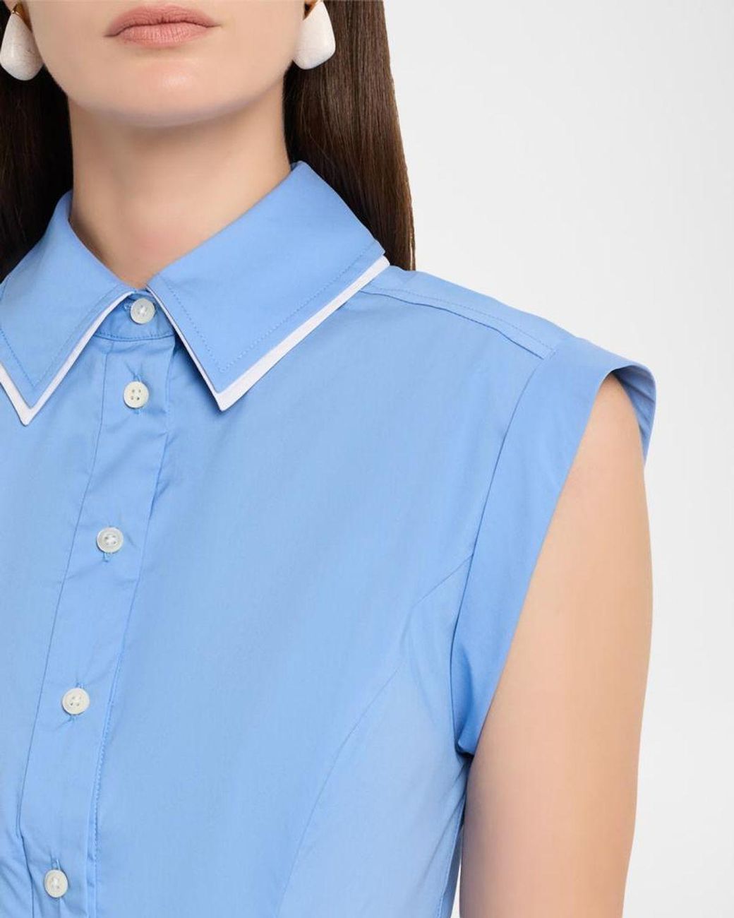 Veronica Beard Blue Westcott Button-Front Mini Dress