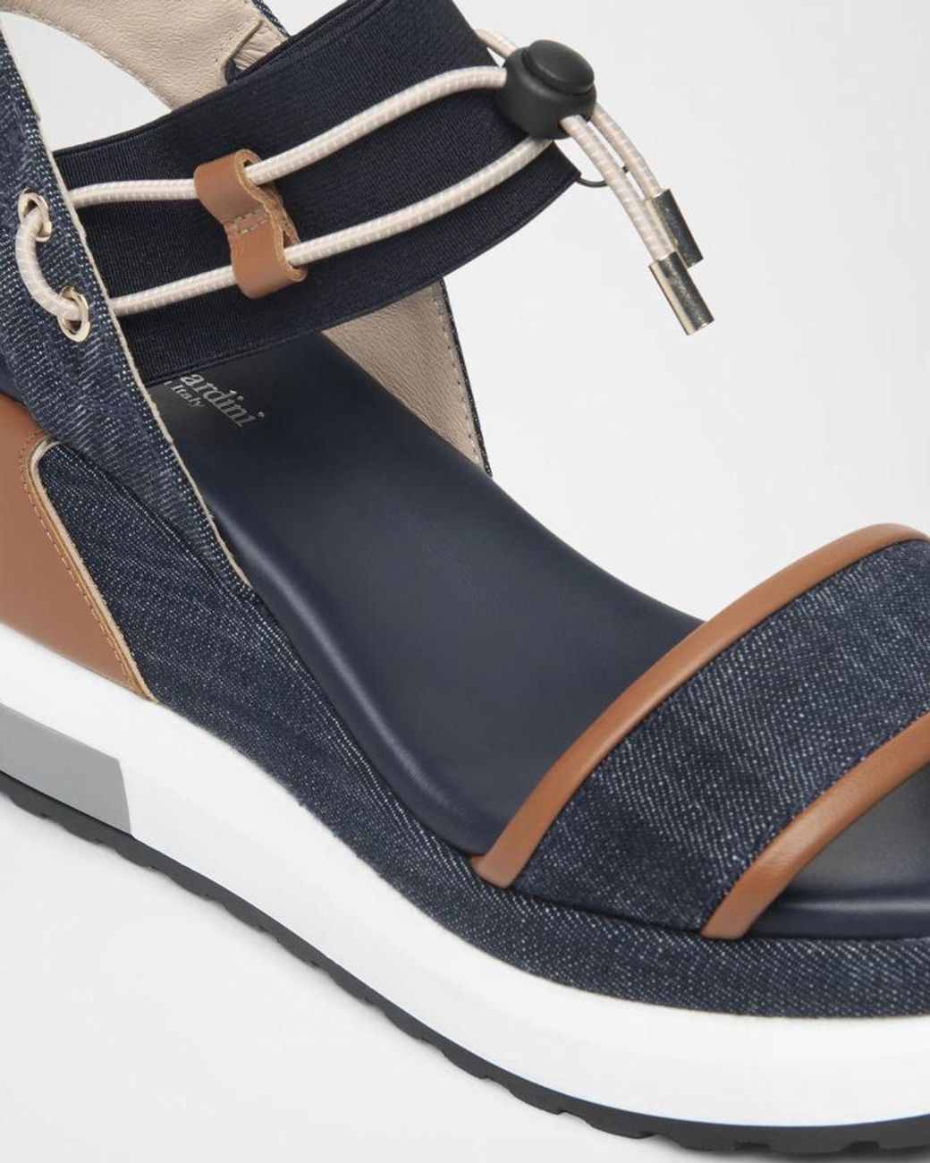 Nero Giardini Blue Bungee Platform Wedge Sandals