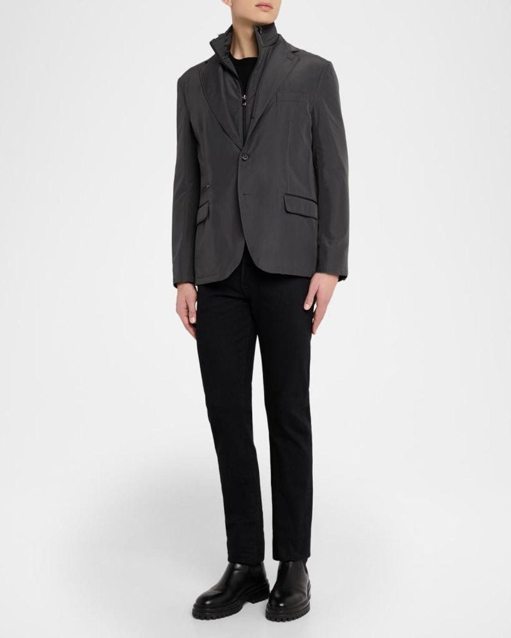 Corneliani Black Apos;S Technical Fabric Single-Breasted Blazer for men