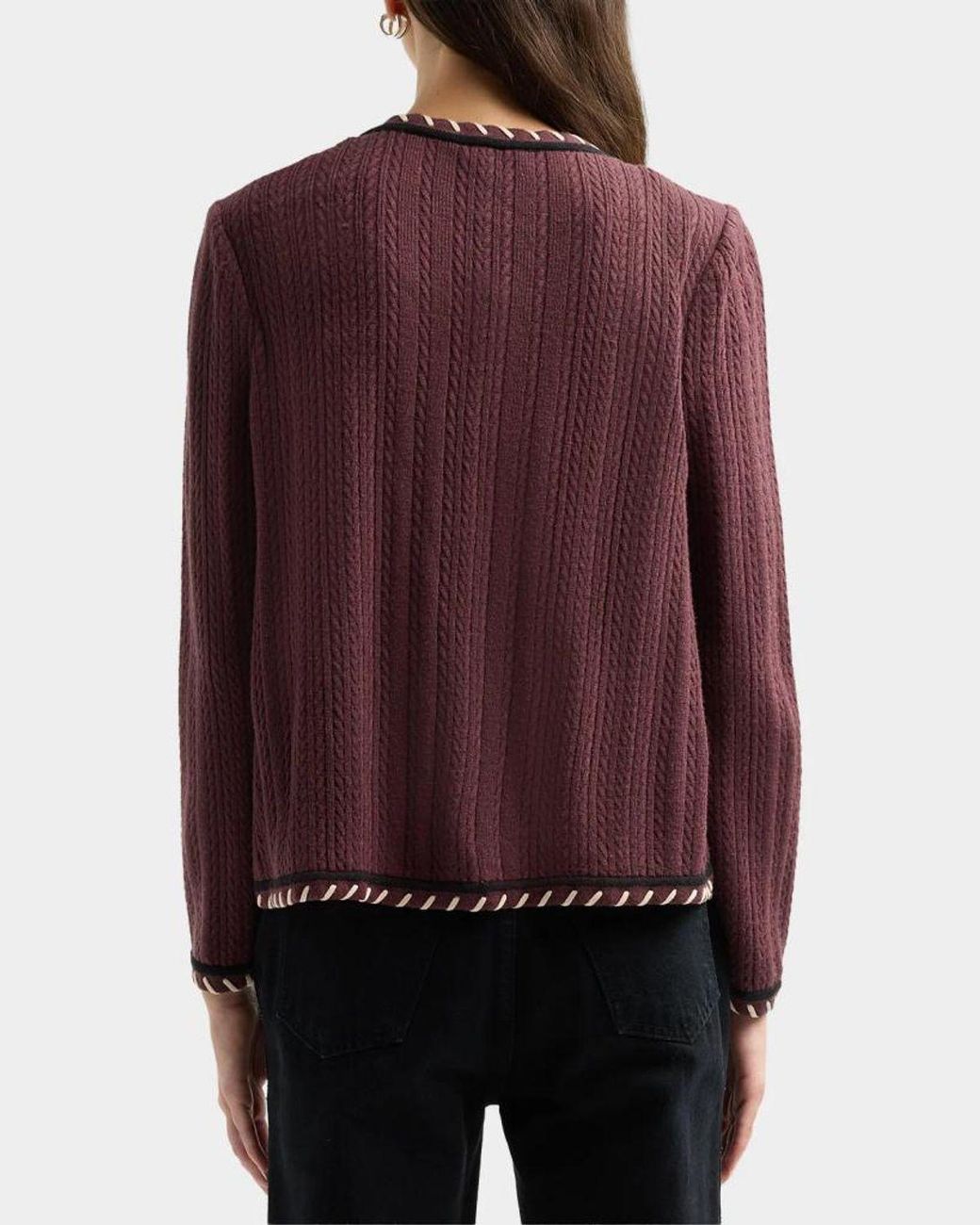 Misook Purple Cable-Knit Jacket