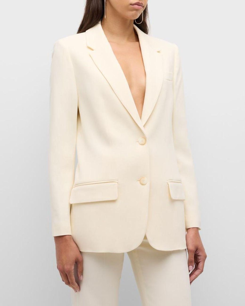 Joseph White Jackie Single-Breasted Cady Jacket