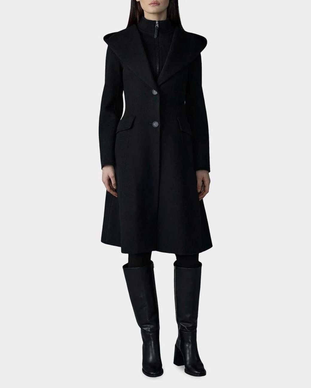 Mackage Black Gloria Wool Removable Bib Coat