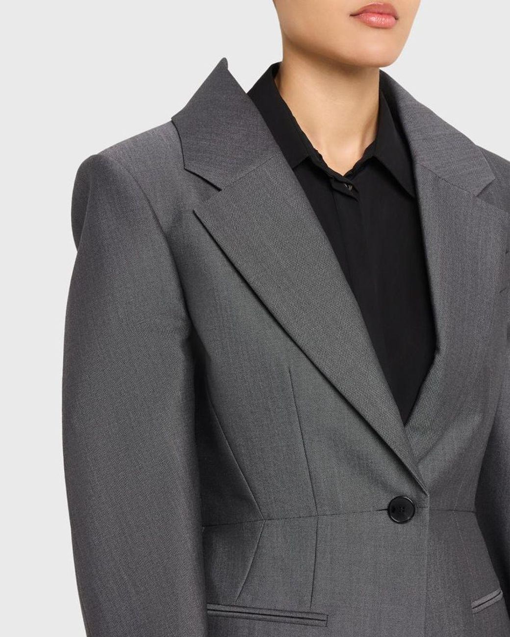Givenchy Gray Slashed Wool Single-Breasted Jacket