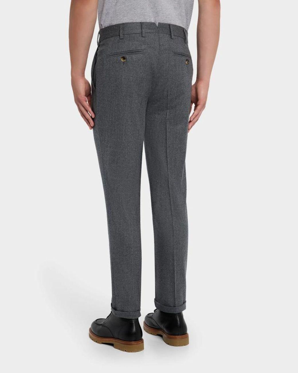 Brunello Cucinelli Gray Apos;S Wool Flannel Flat-Front Pants for men