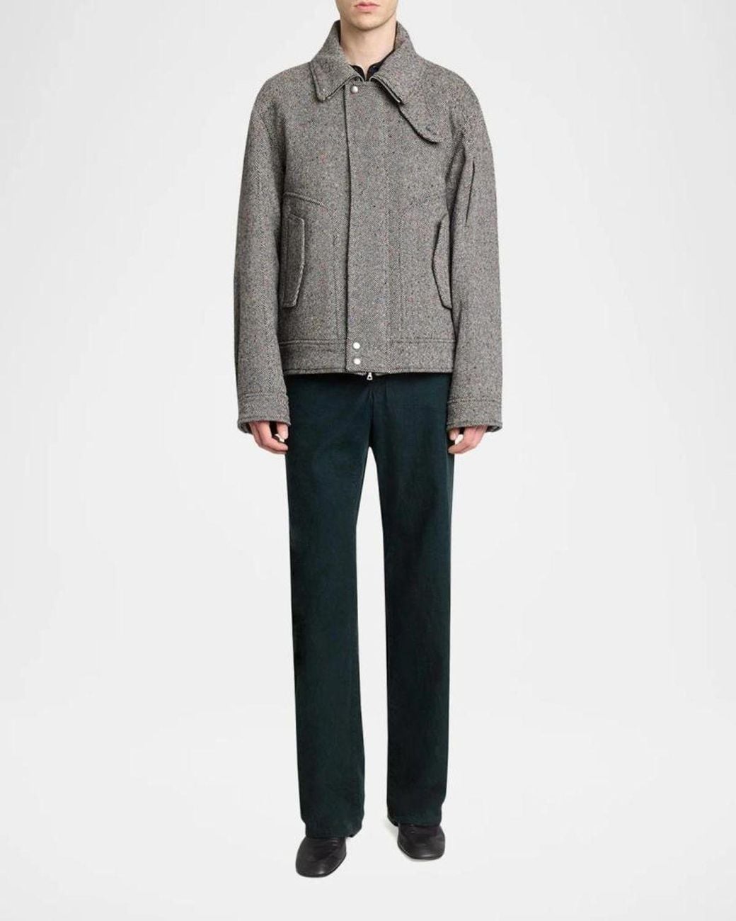 Dries Van Noten Gray Apos;S Tweed Wool Full-Zip Jacket for men