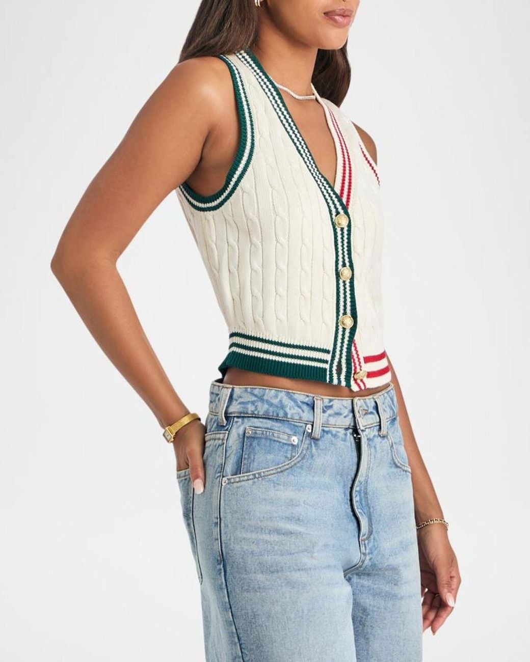 SER.O.YA Multicolor Pearson Cable-Knit Vest