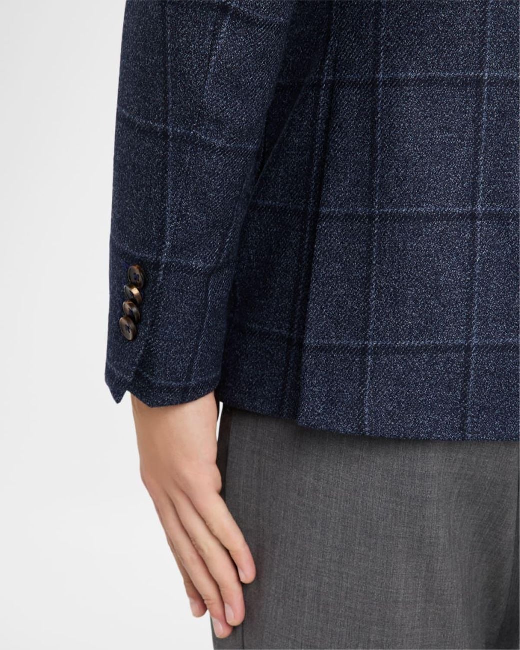 Neiman Marcus Blue Apos;S Windowpane Wool And Silk Sport Coat With Zip Vest for men
