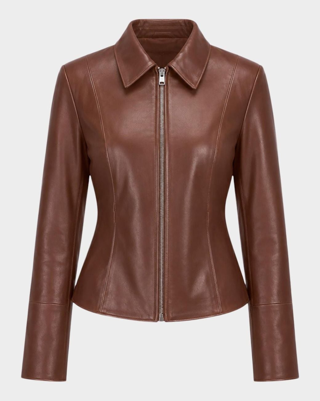 Lamarque Brown Oceana Fitted Leather Jacket