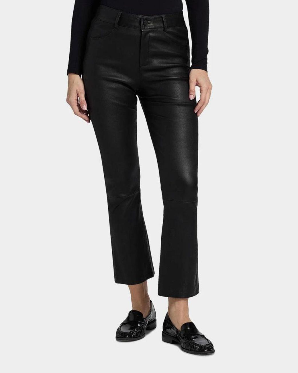Lamarque Black Faris Leather Flare Pants