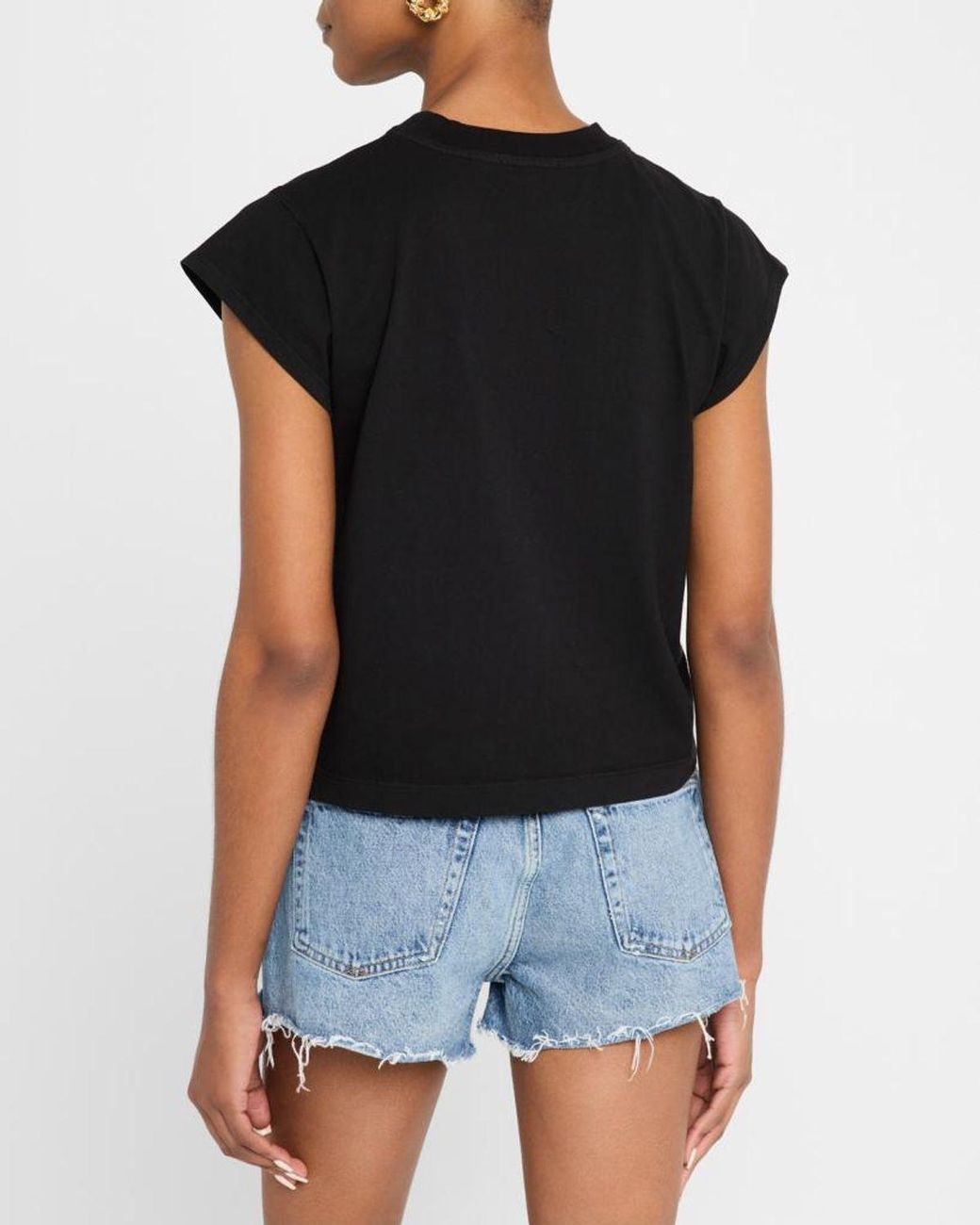 Agolde Black Bryce Cap Sleeve Tee