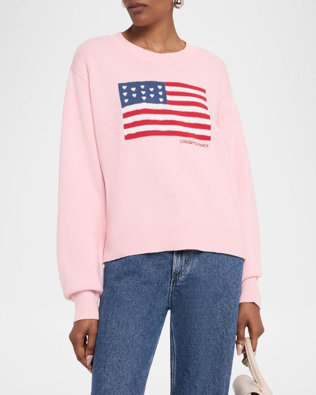 LoveShackFancy Pink Ty Cotton Flag Pullover
