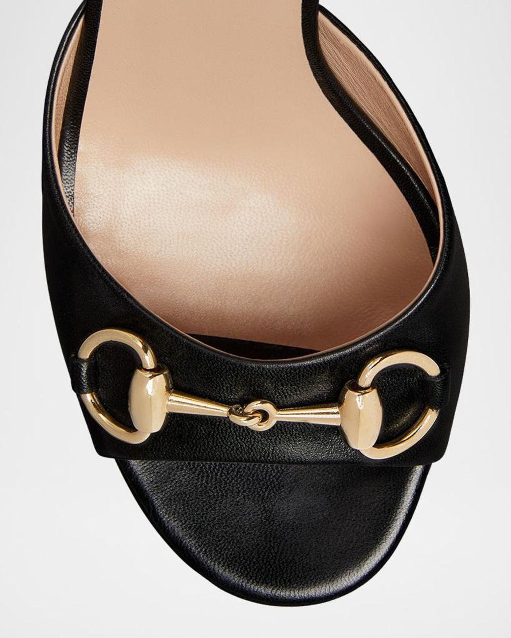 Gucci Black Leather Horsebit Platform Sandals