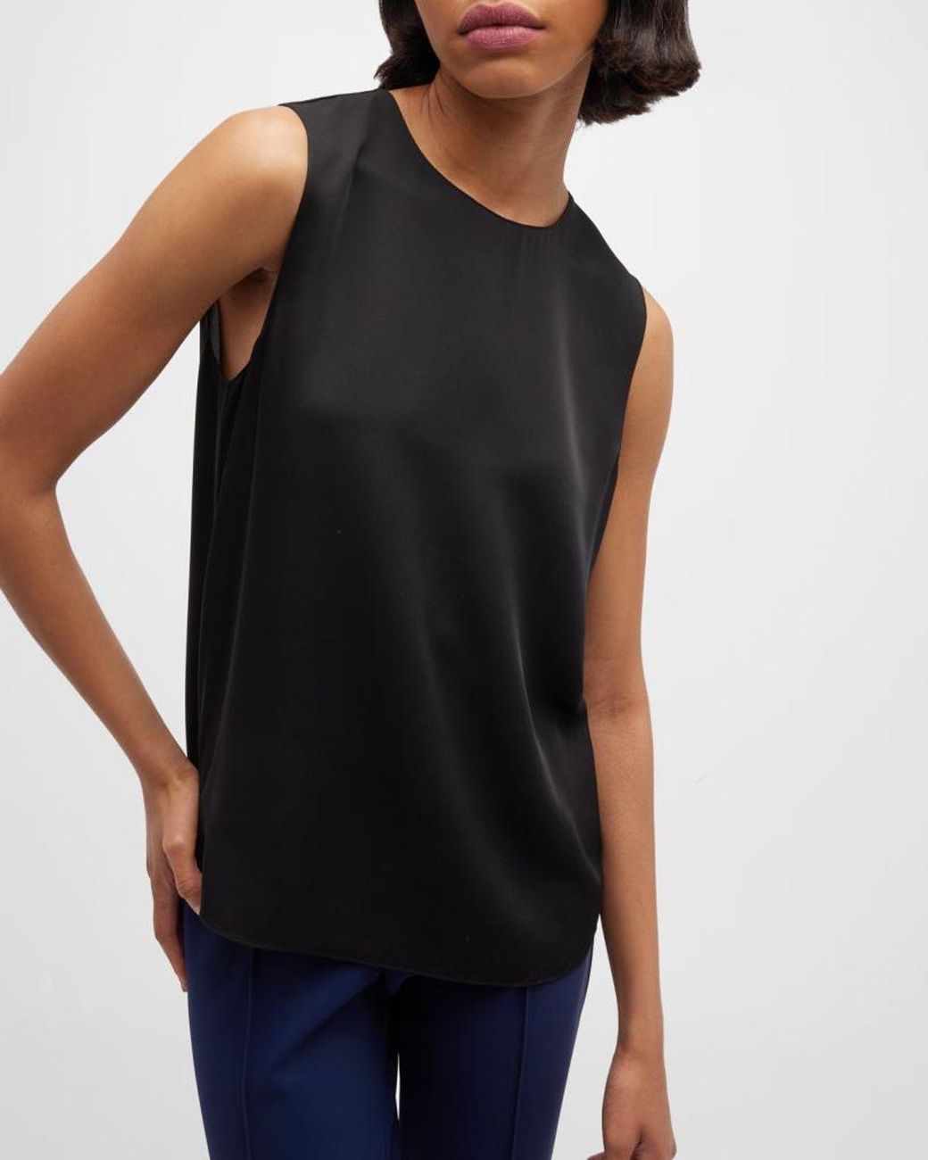 Theory Black Silk Straight Shell Top