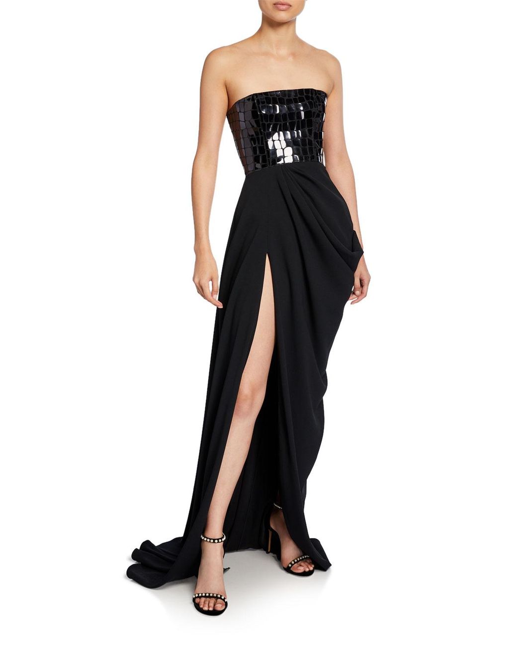 strapless column dress