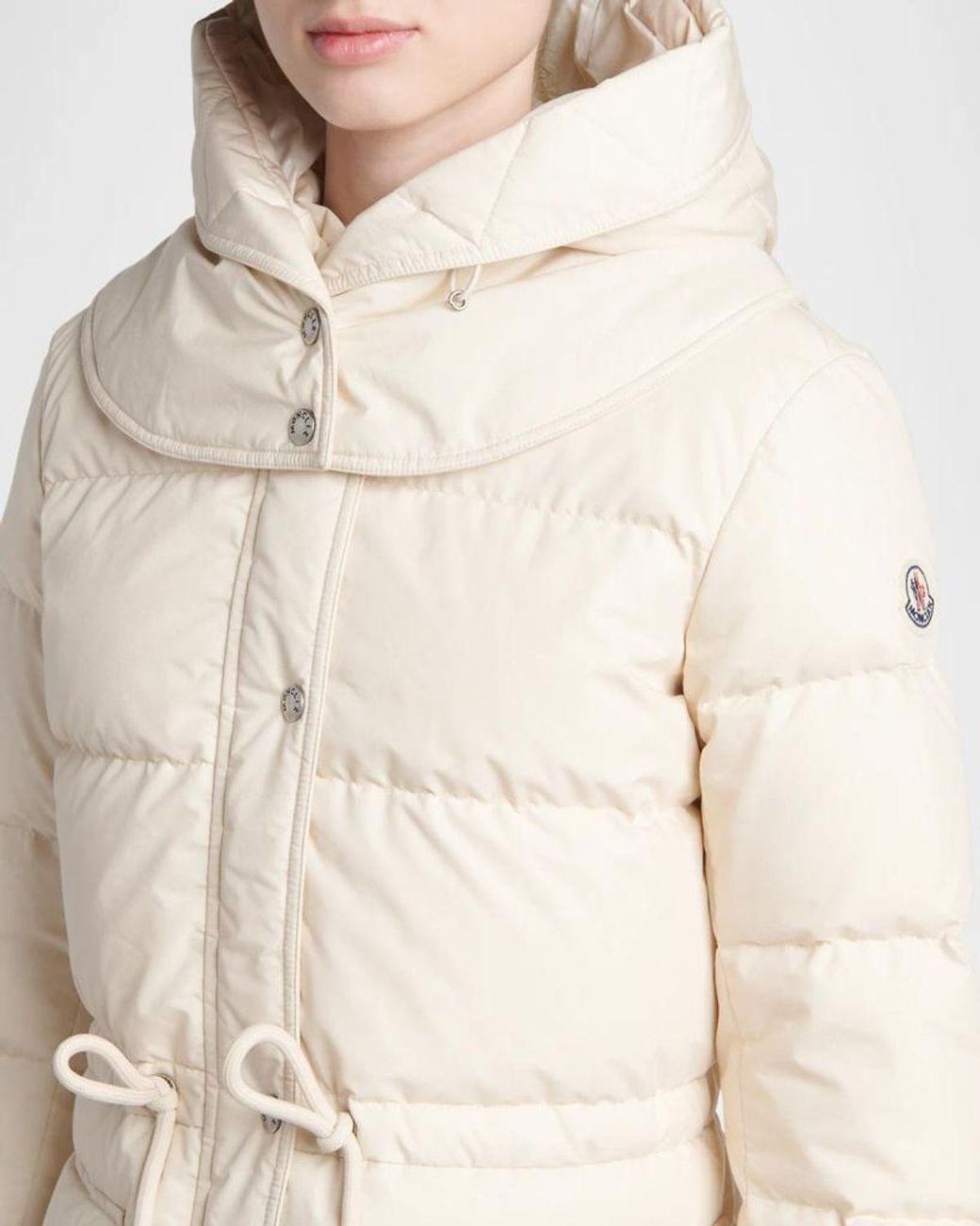 Moncler Natural Pic Hooded Long Down Jacket