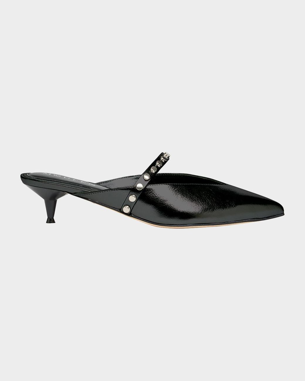 McQueen Black Studded Strap Mules