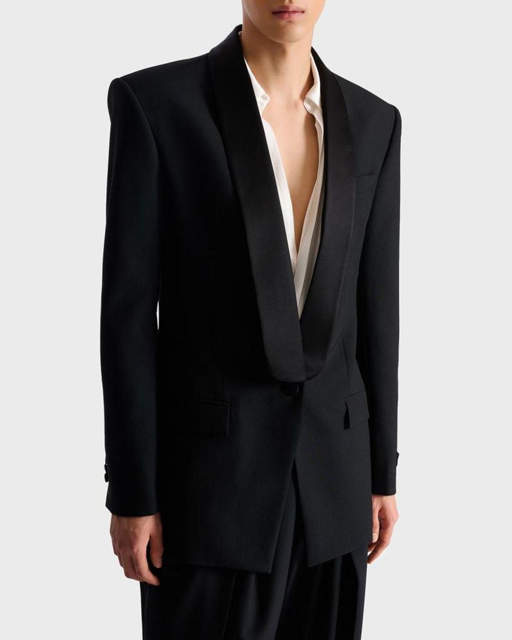 Balmain Blue Apos;S Wool Shawl Lapel Single-Button Dinner Jacket for men
