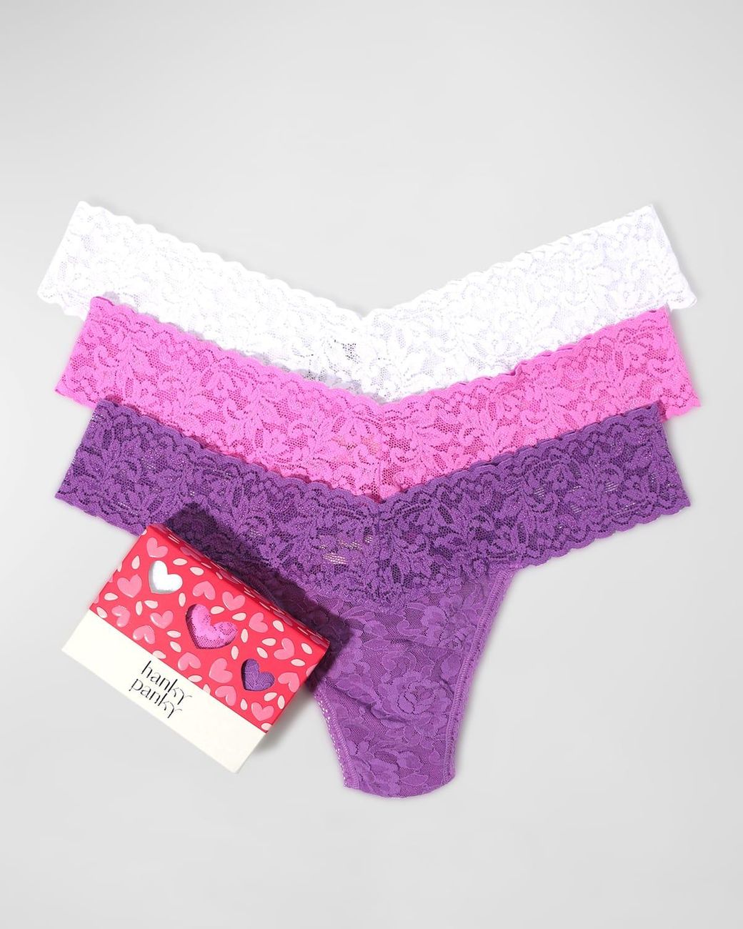 Hanky Panky Original-rise Lace Thongs 3-pack Gift Box in Purple | Lyst