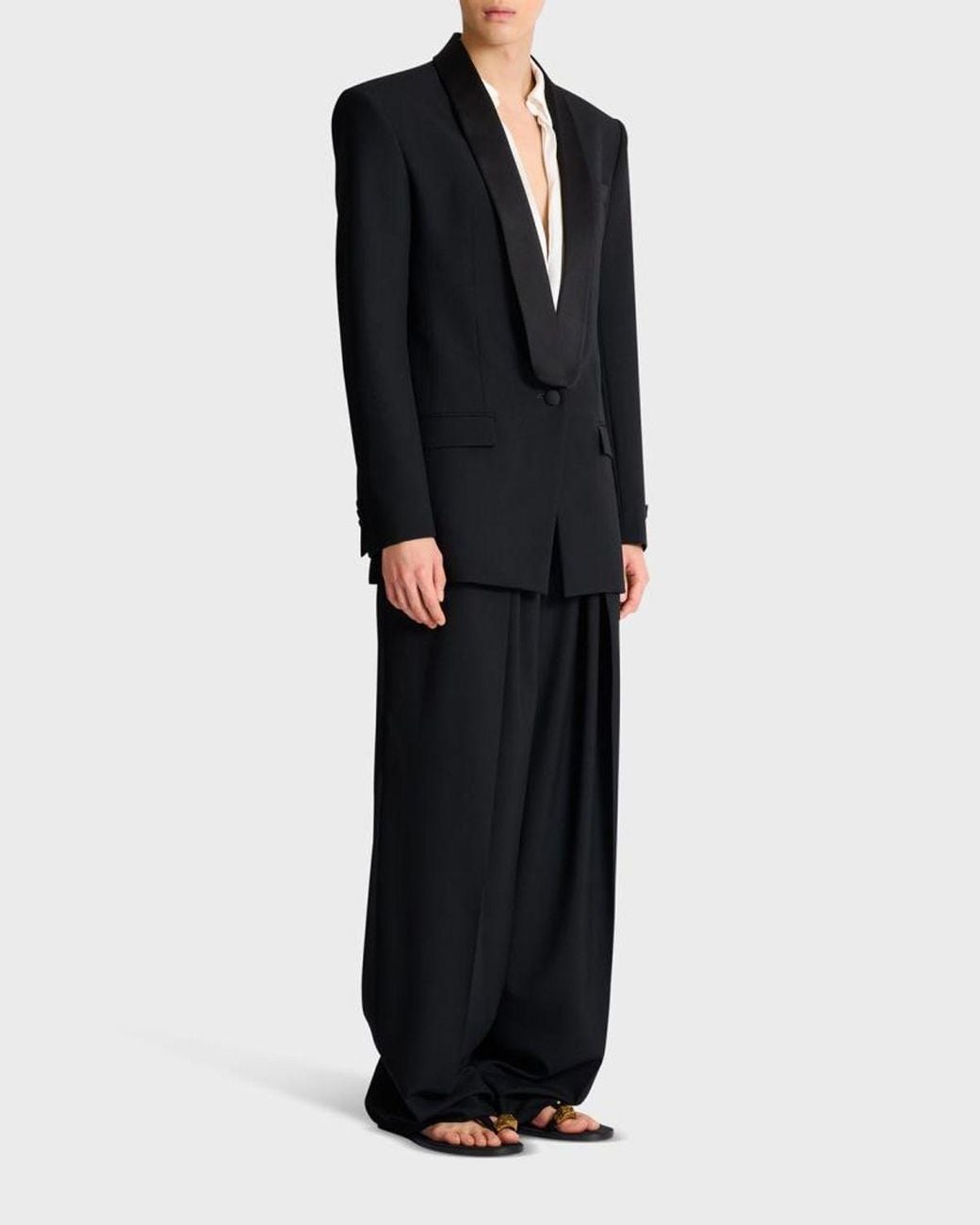 Balmain Blue Apos;S Wool Shawl Lapel Single-Button Dinner Jacket for men