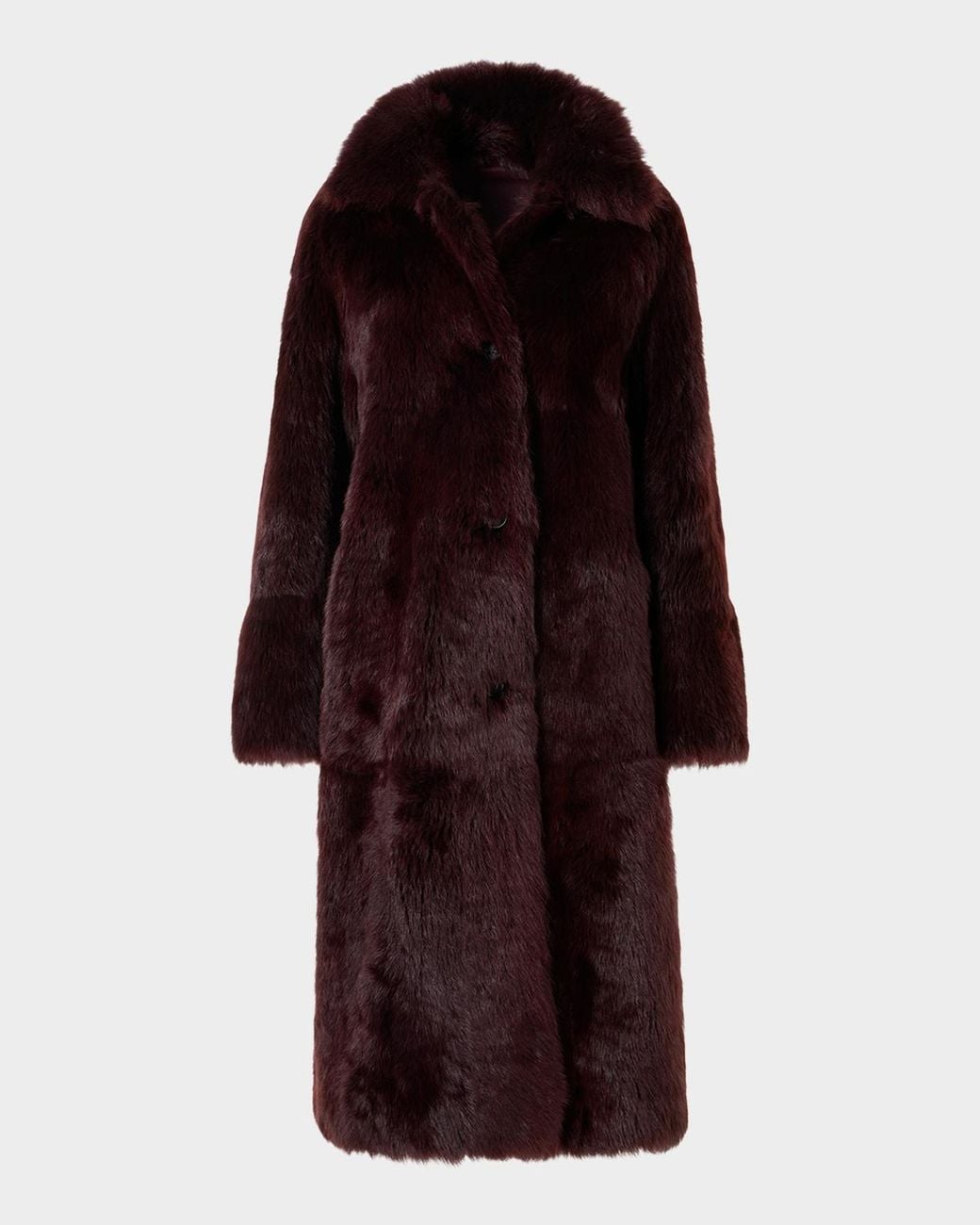 Akris Red Lamb Shearling Reversible Long Coat