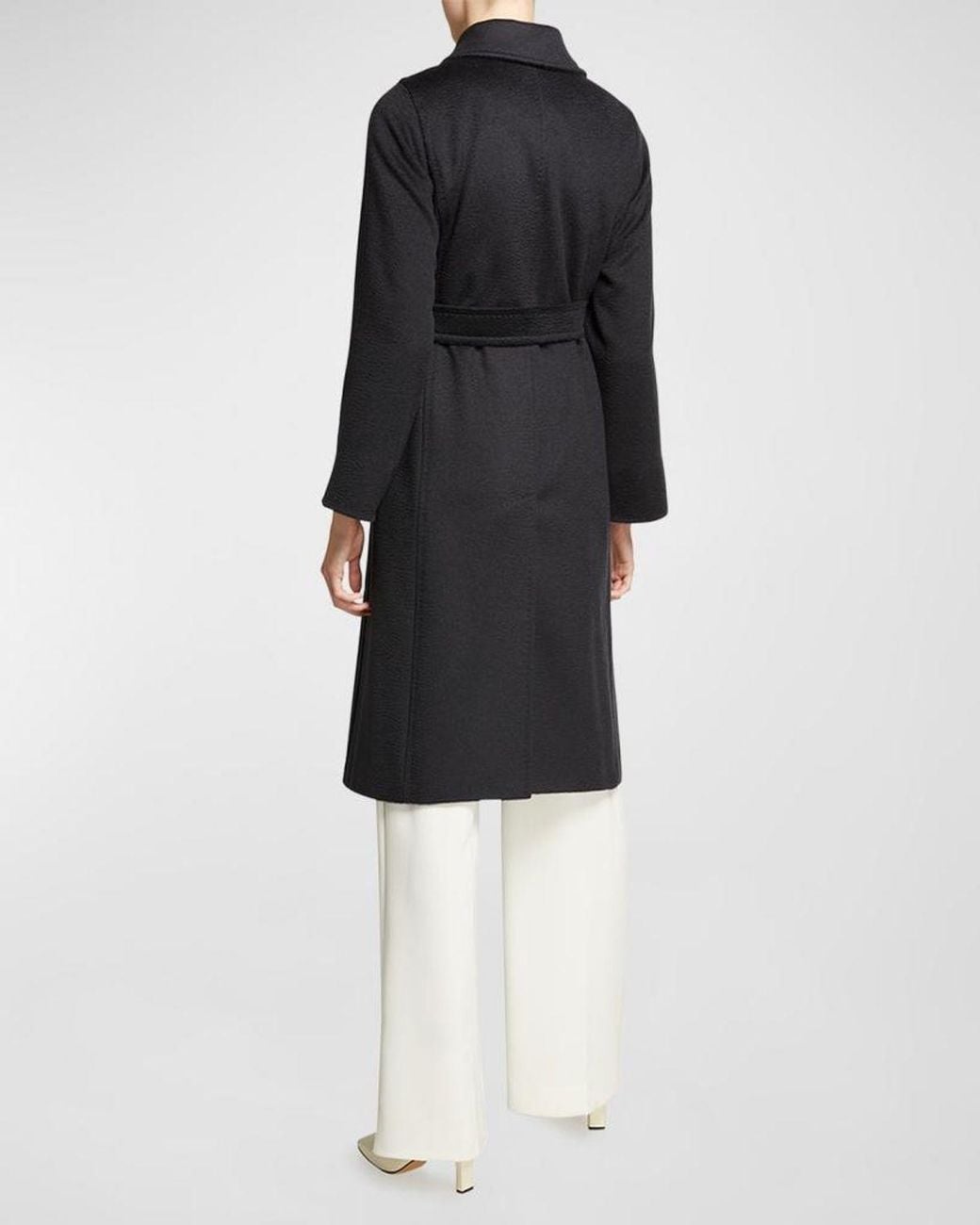 Max Mara Black Manuela Belted Wrap Coat