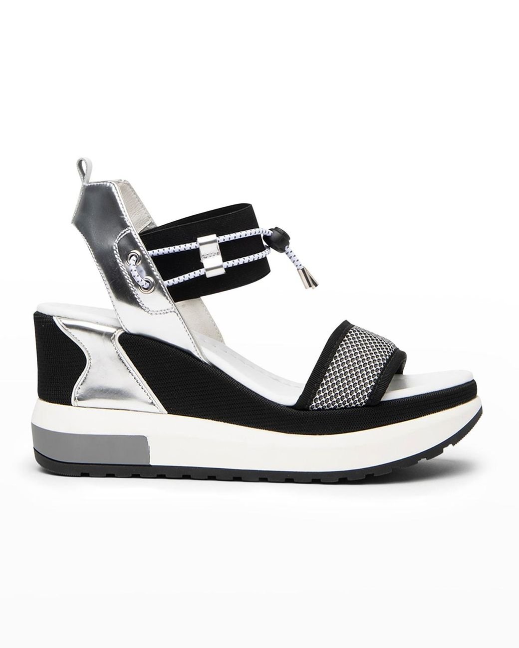 Nero Giardini Bungee Comfort Wedge Sporty Sandals in Black | Lyst
