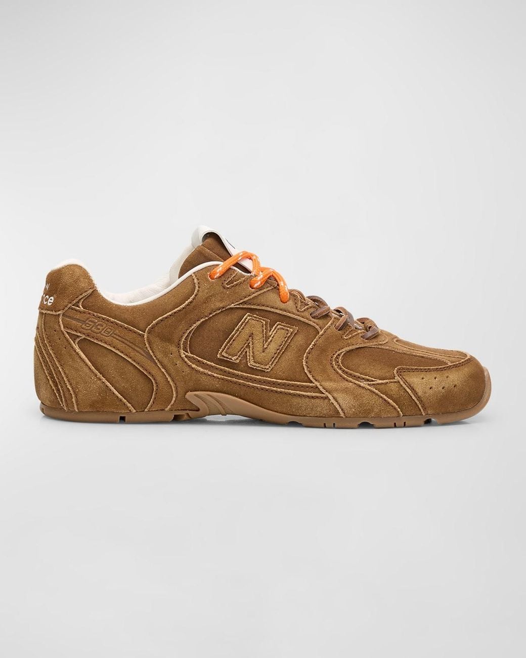 Miu Miu X New Balance Tonal Suede Double Lace Sneakers in Brown | Lyst