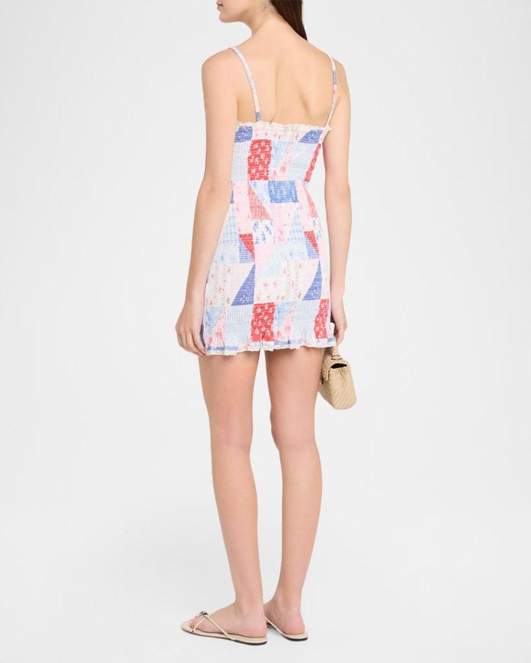 LoveShackFancy White Solier Patchwork Floral Mini Dress